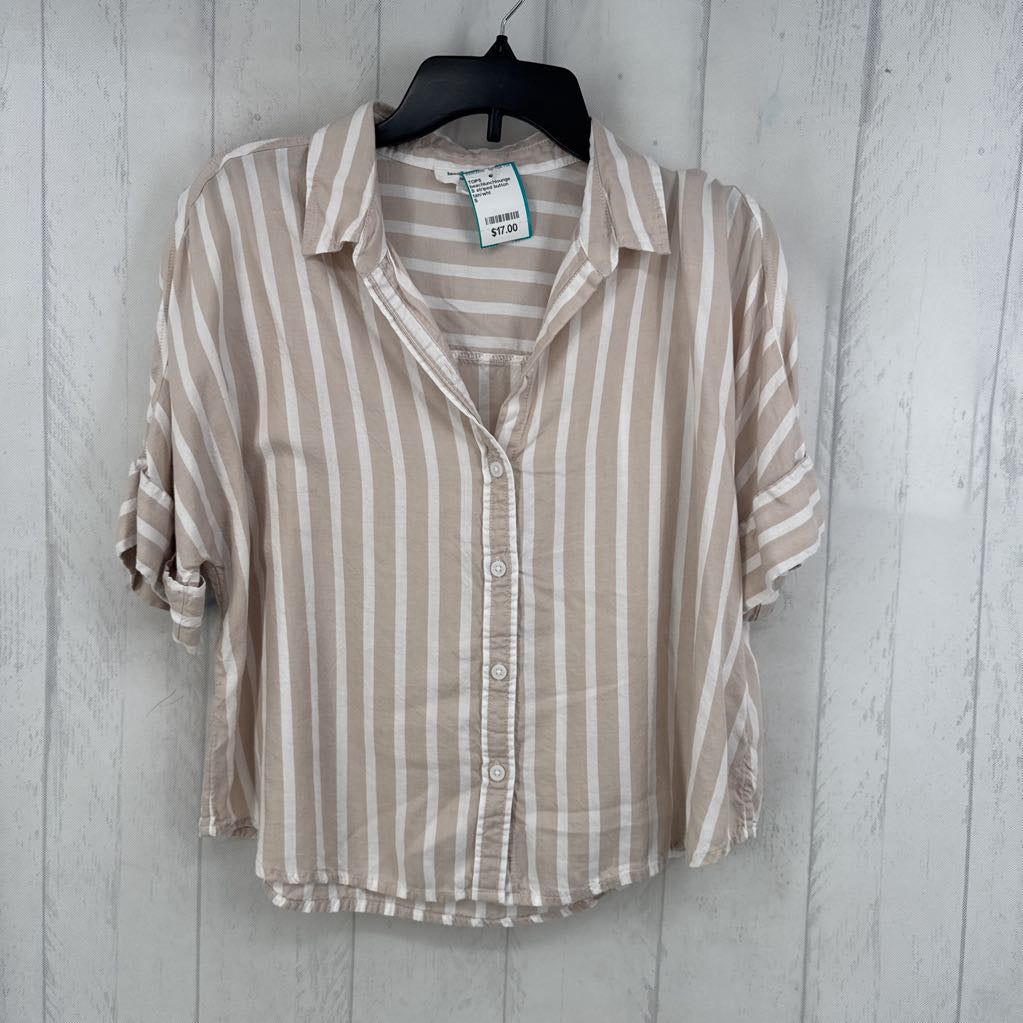 S striped button down s/s top