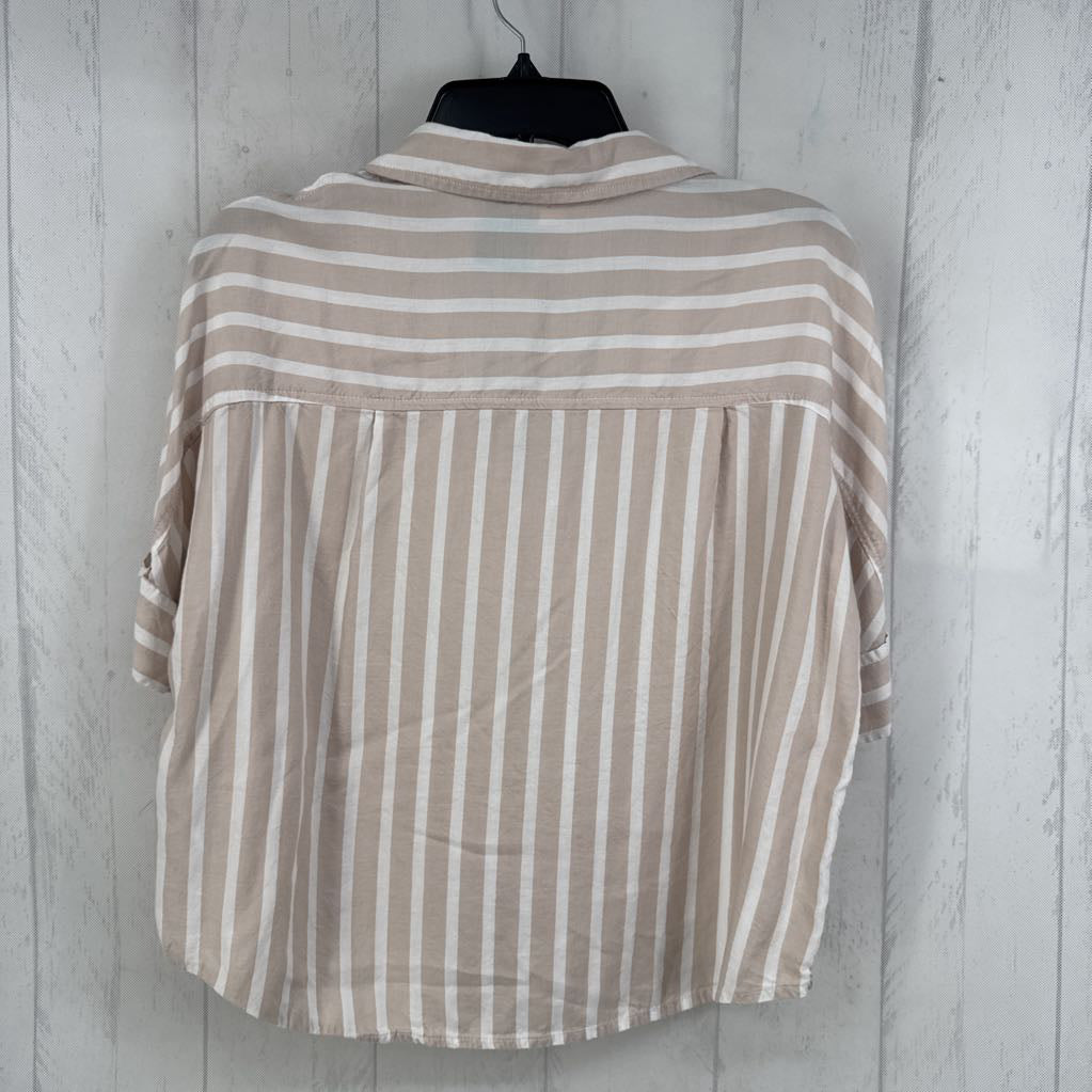 S striped button down s/s top