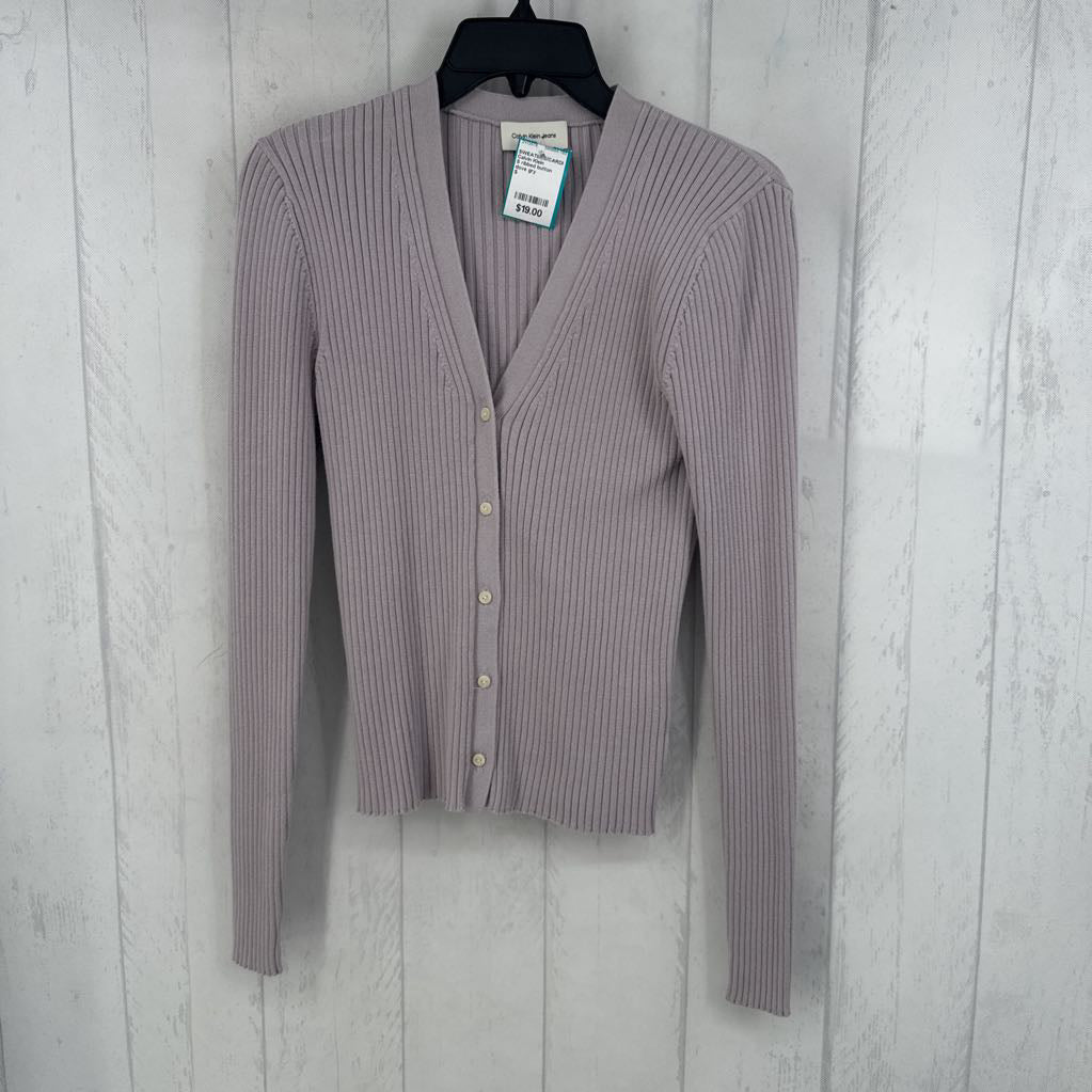 S ribbed button down cardi
