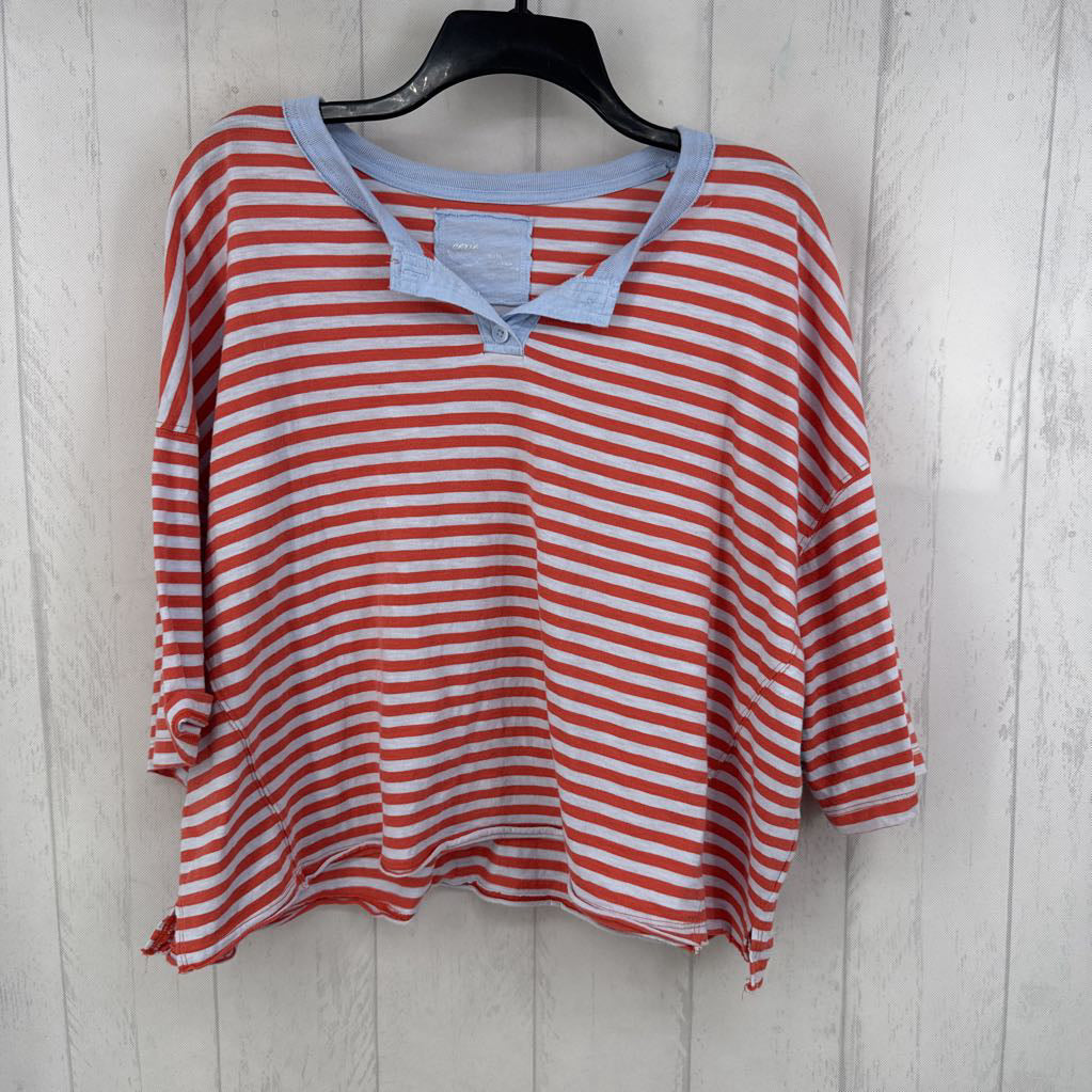 XL colorblock striped notchneck s/s tee
