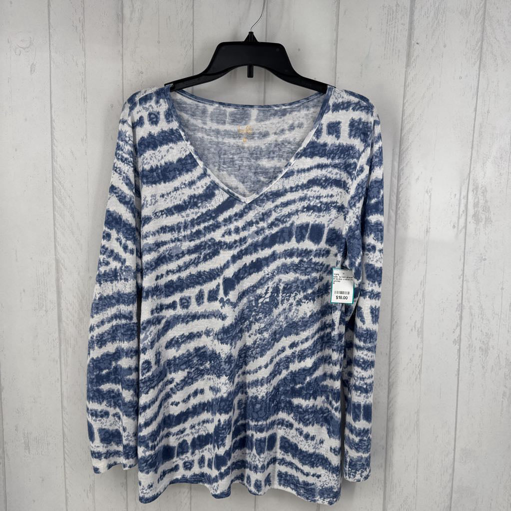 M tie-dye v-neck l/s top