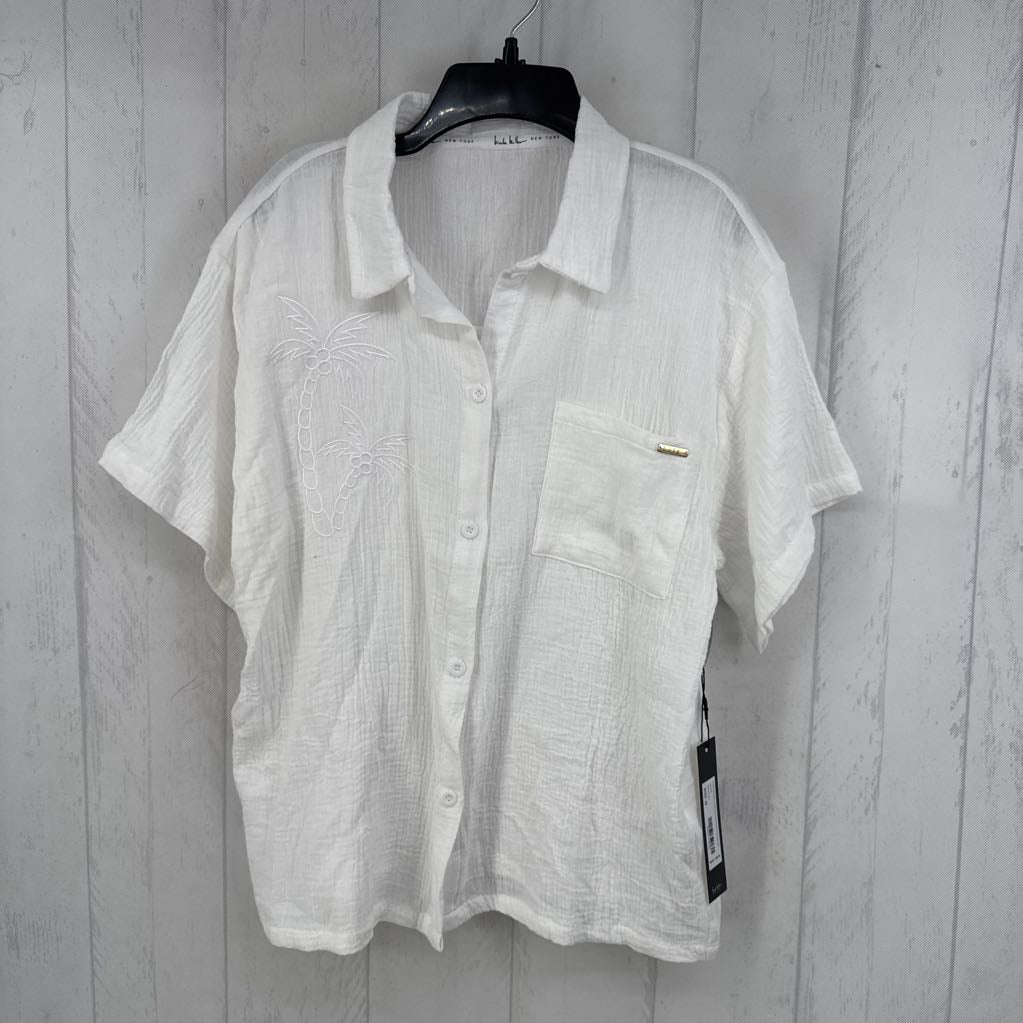 R98 M gauze button down s/s top