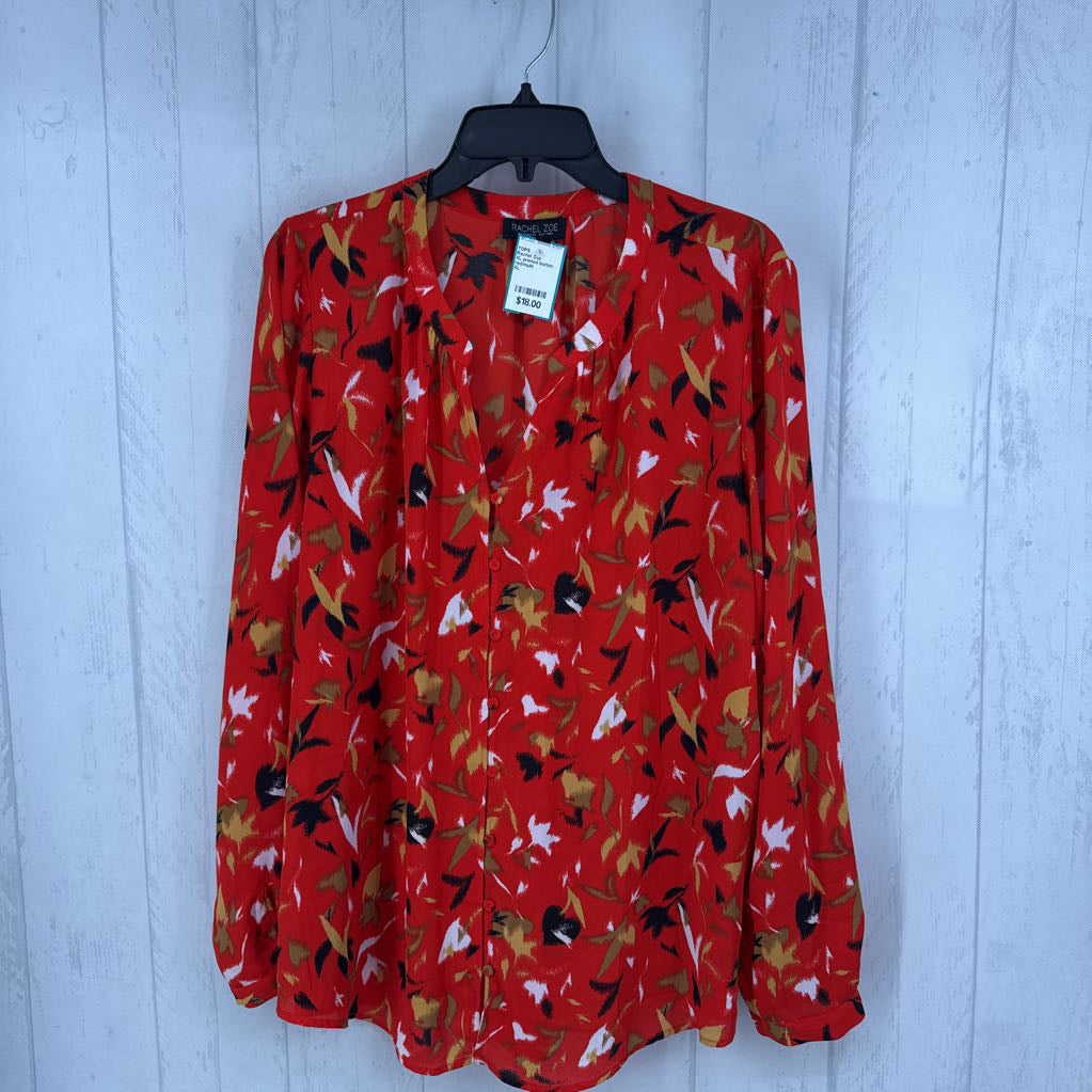 XL printed button down l/s top