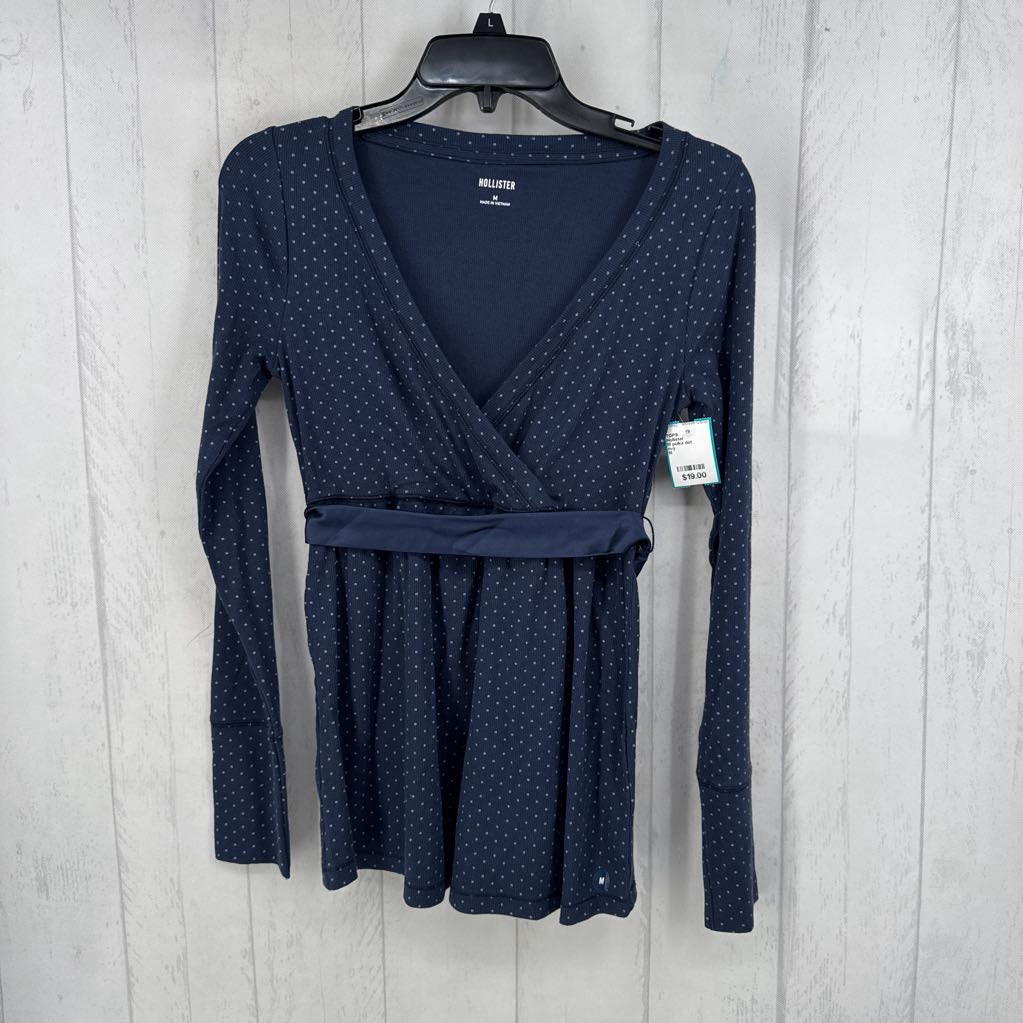 M polka dot crossover l/s top