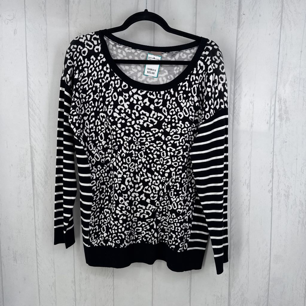 S animal print & striped sweater