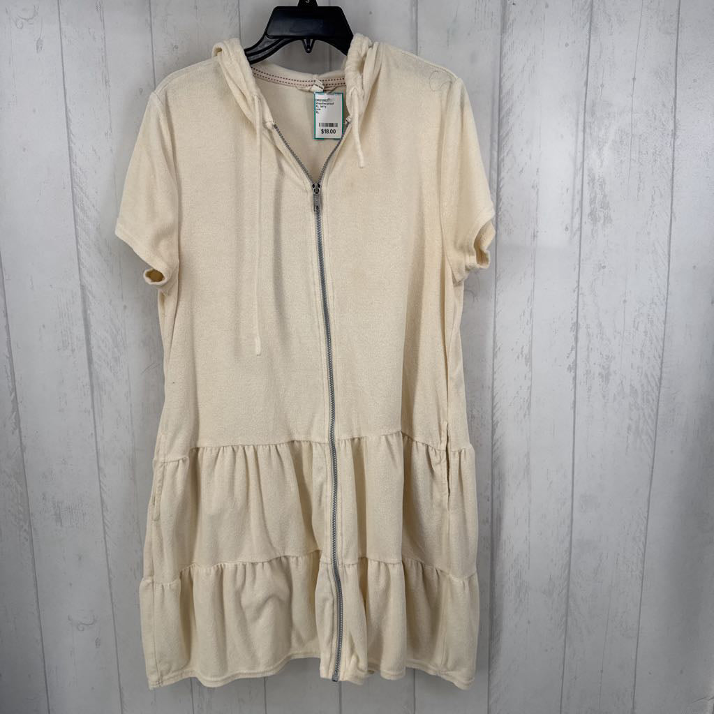 XL terry clothhooded zip-up s/s dress