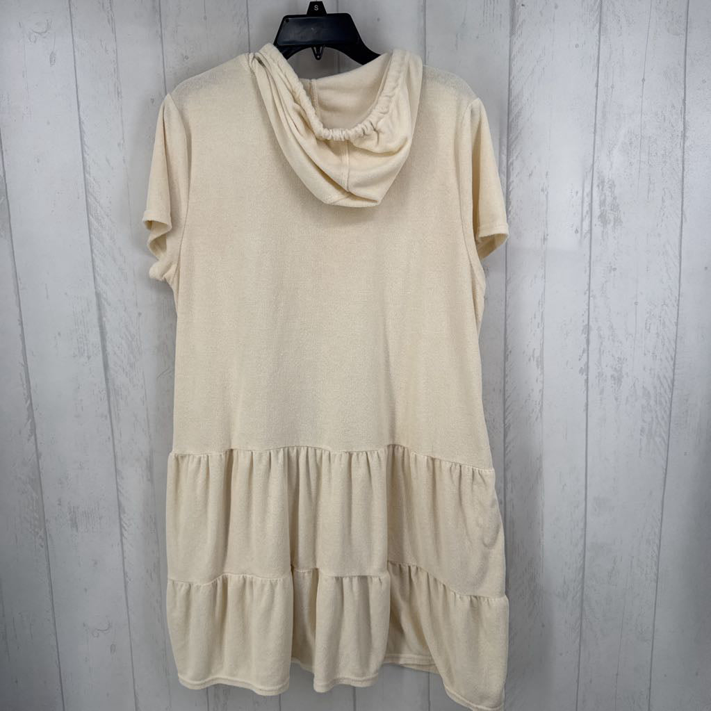 XL terry clothhooded zip-up s/s dress