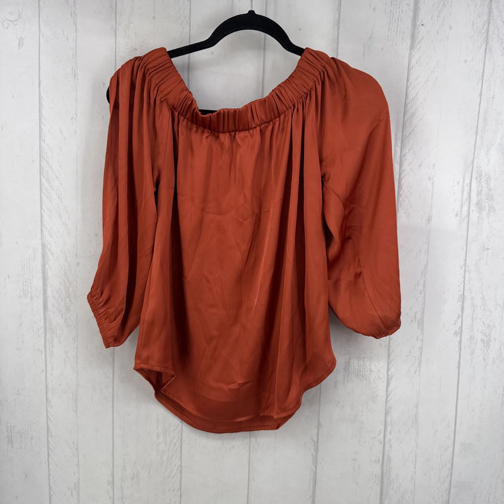 S silky off the shoulder split slv top
