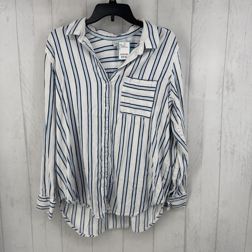 XL striped button down l/s top