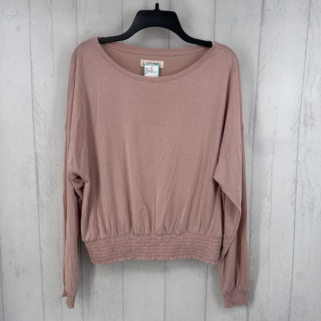 L smocked trim l/s top