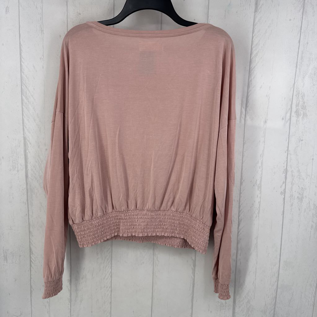 L smocked trim l/s top