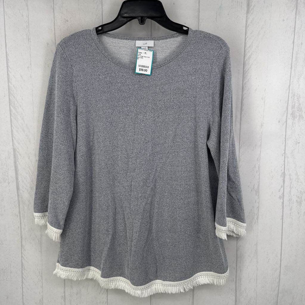 M fringe hem 3/4 slv top