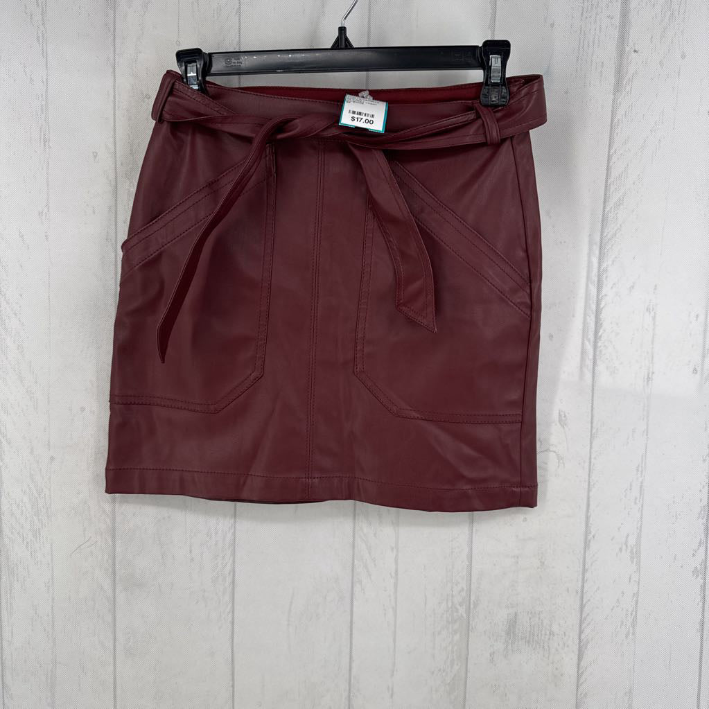 00 belted vegan leather mini skirt