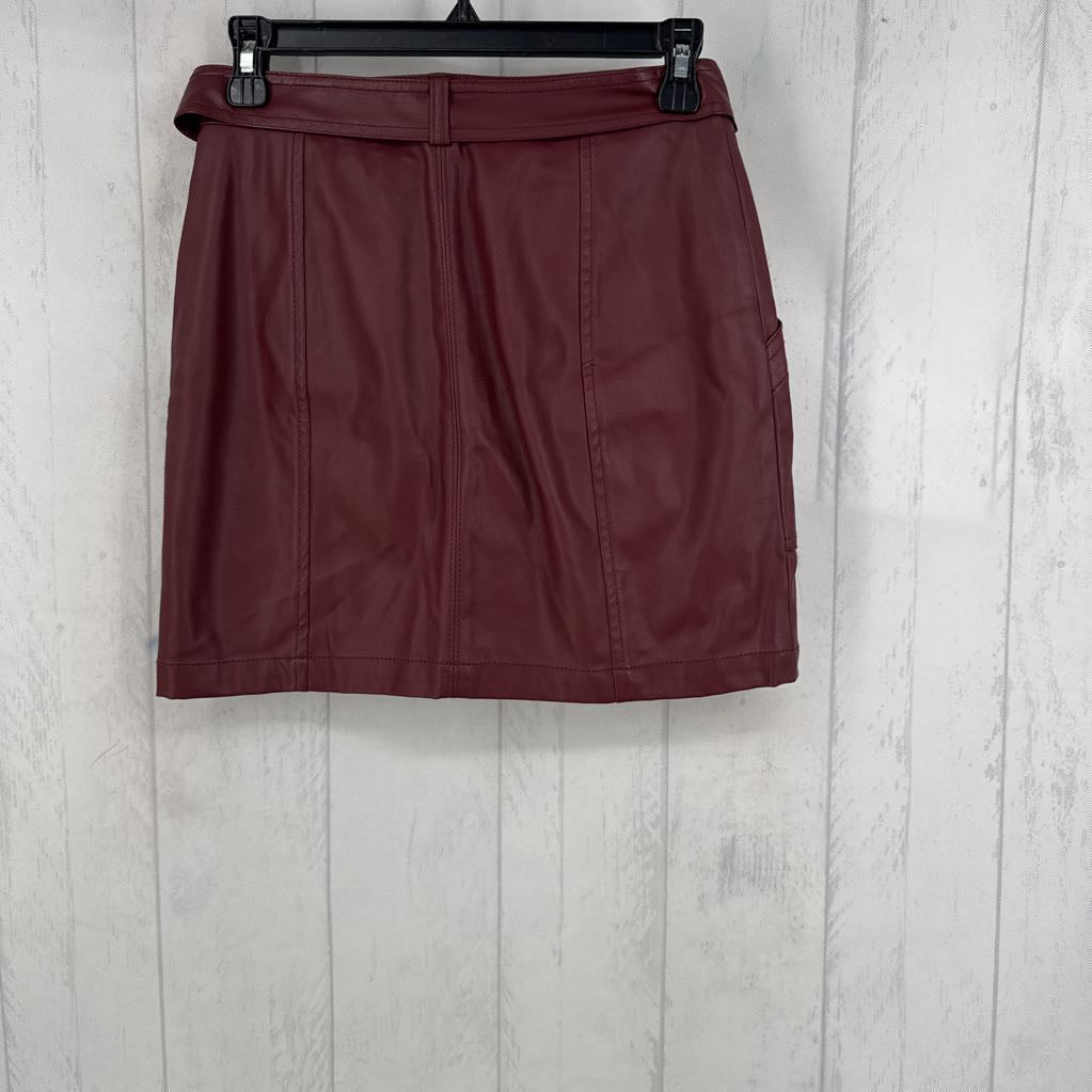 00 belted vegan leather mini skirt