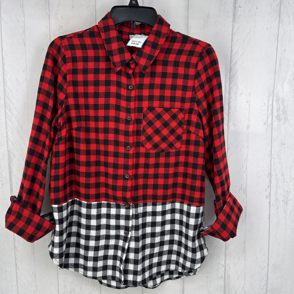 S plaid button down l/s top