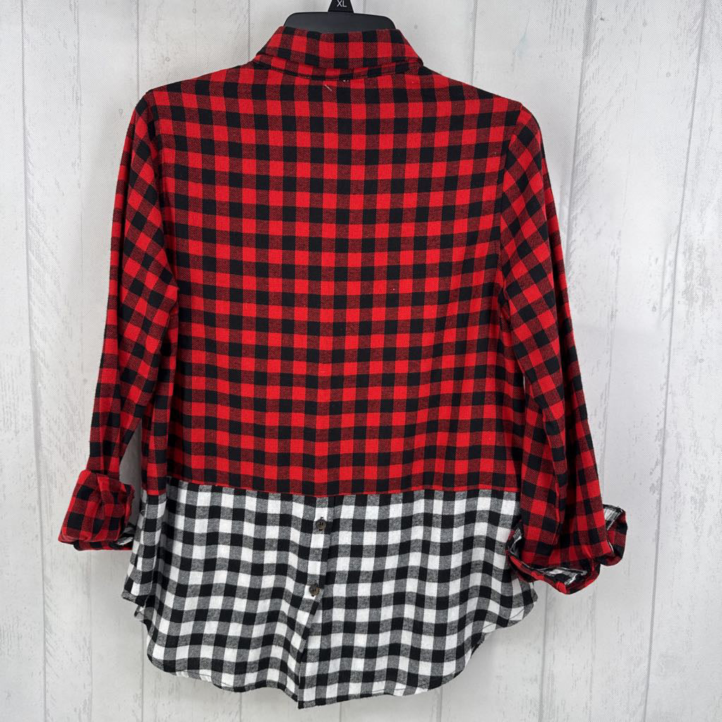 S plaid button down l/s top