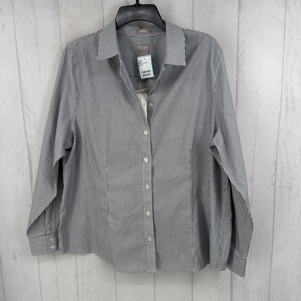 R90 14 striped button down l/s top