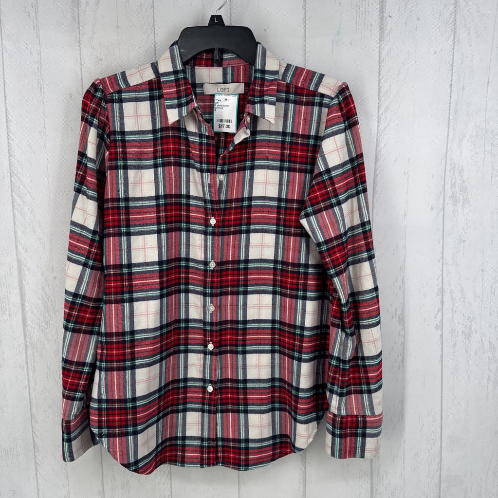 S plaid button down l/s top