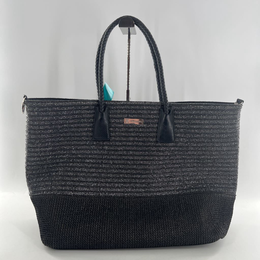 black rattan tote bag