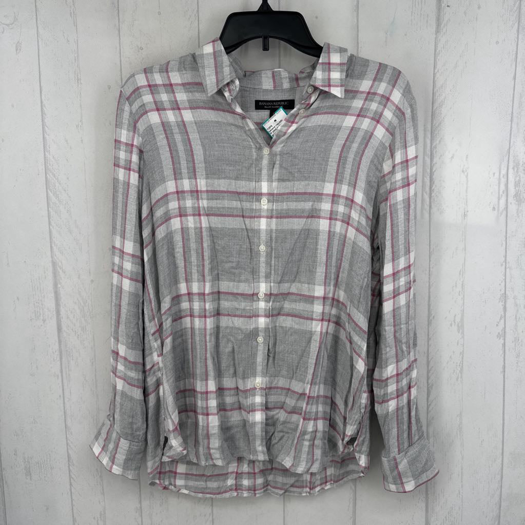 M plaid button down l/s top