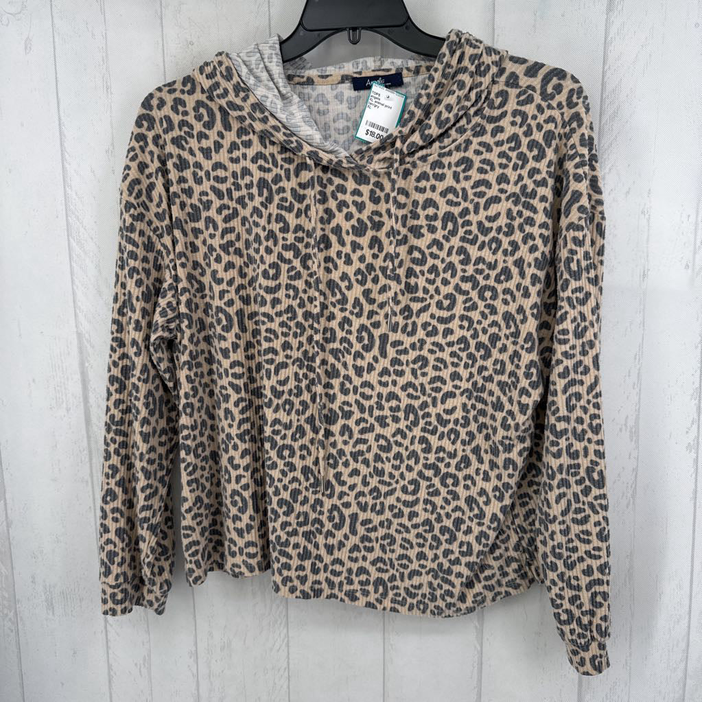 XL animal print hooded l/s pullover