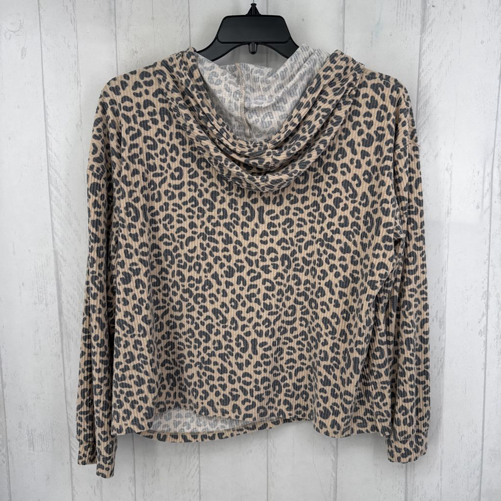 XL animal print hooded l/s pullover