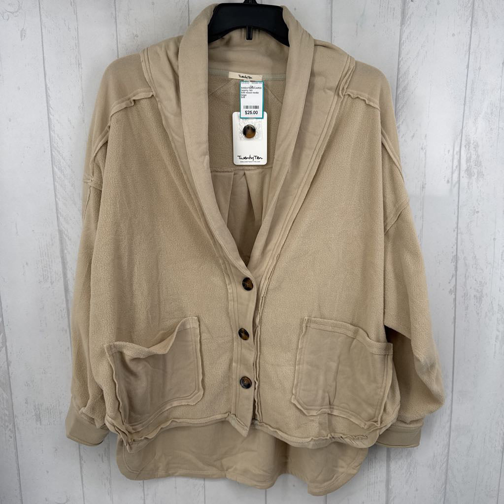 S/M mixed media button down cardi