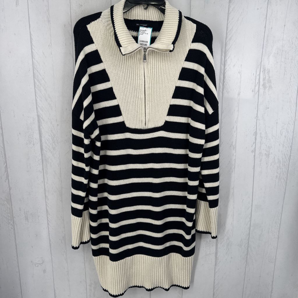 S striped 1/2 zip sweater dress