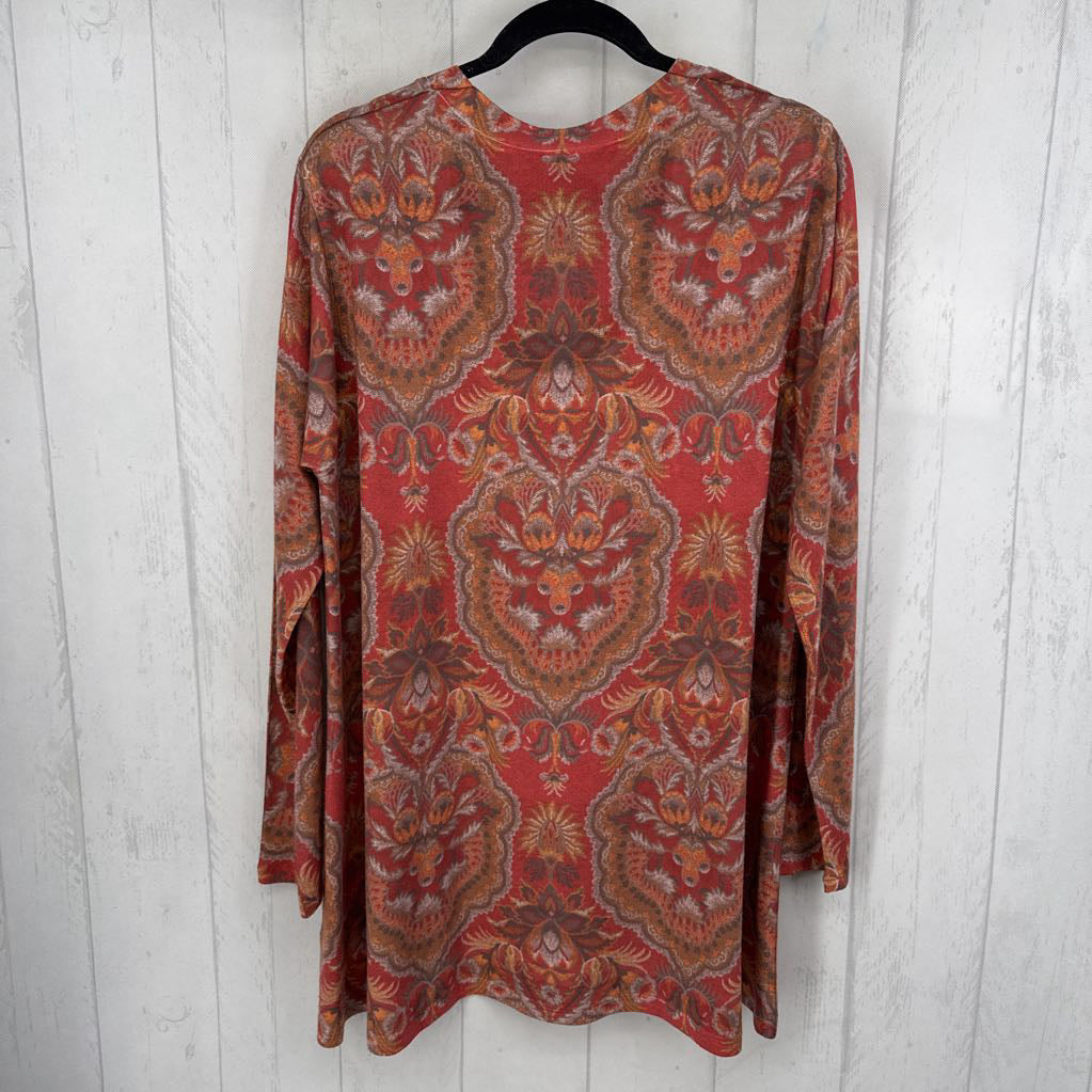 XL damask print l/s top