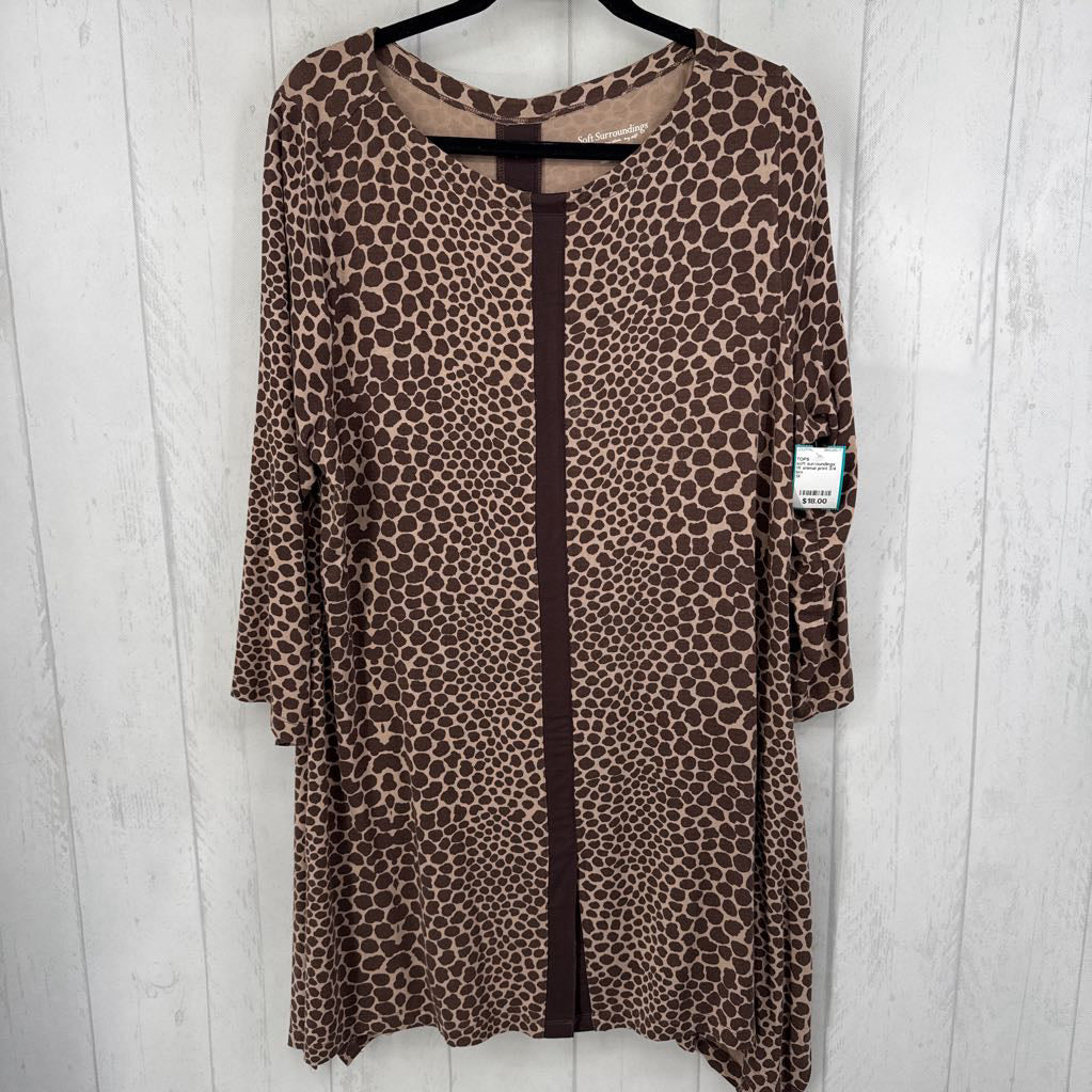 1X animal print 3/4 slv tunic