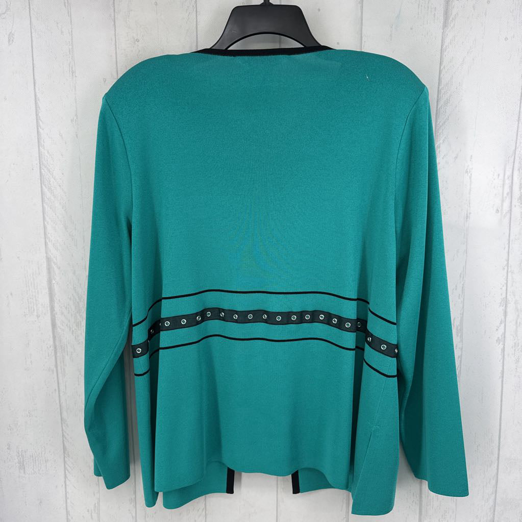 XL buckle detail open front knit cardi