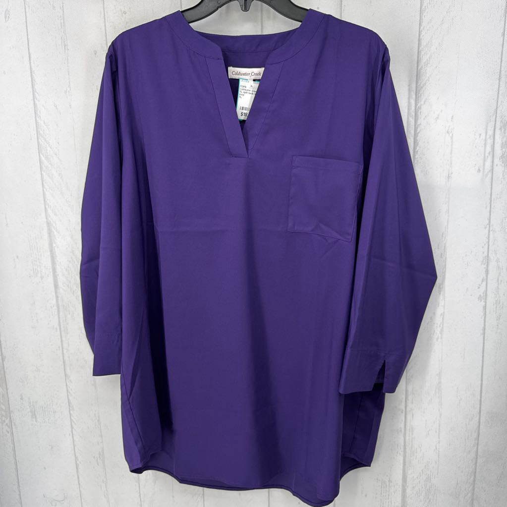 XL split neck 3/4 slv top