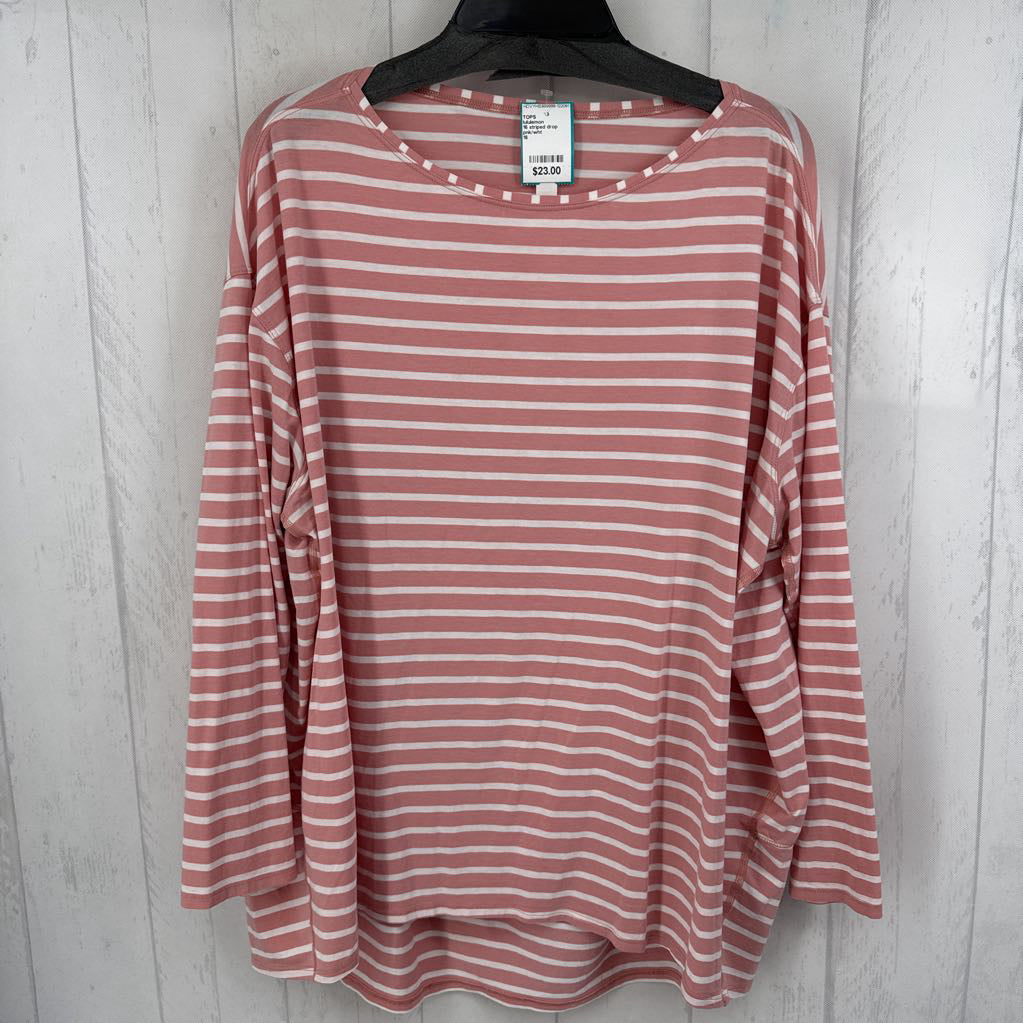 16 striped drop shoulder l/s tee