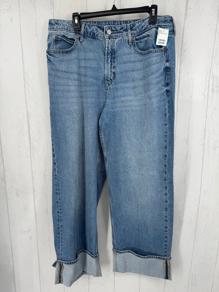 14 hi-rise wide leg cuffed hem jean