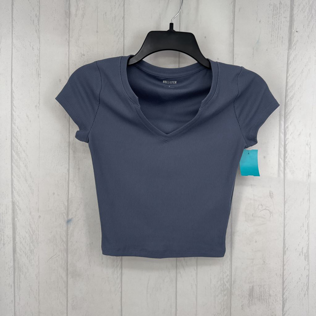 S ribbed notch neck s/s tee