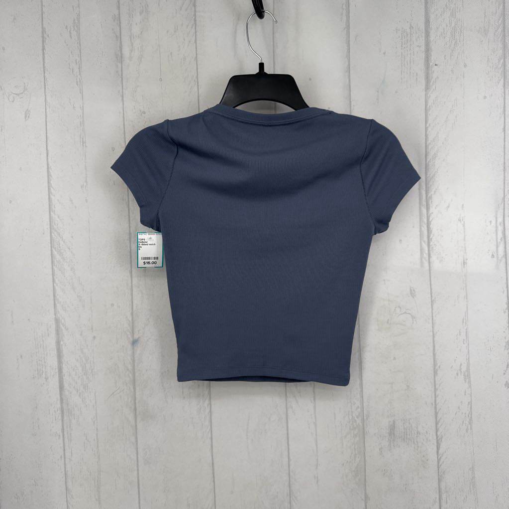 S ribbed notch neck s/s tee