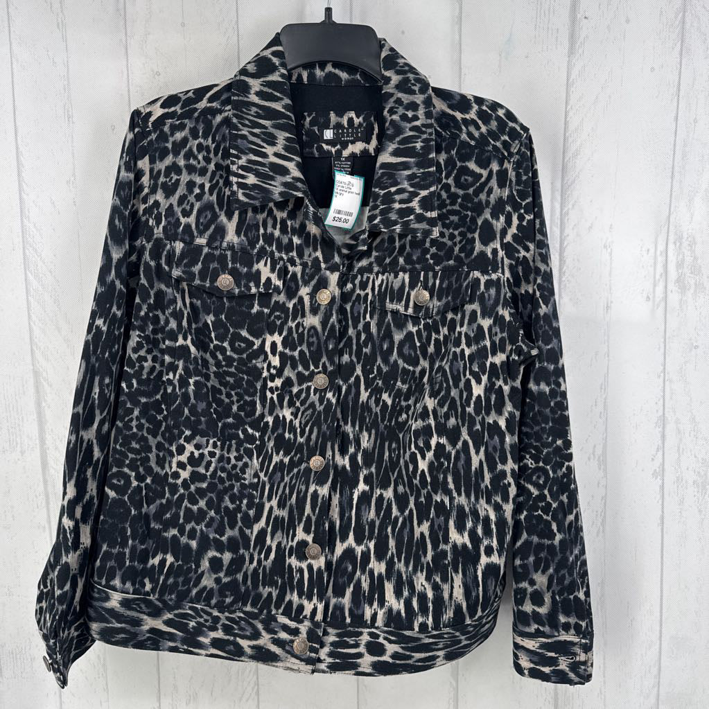 1X animal print twill jacket