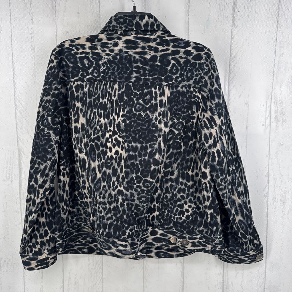 1X animal print twill jacket