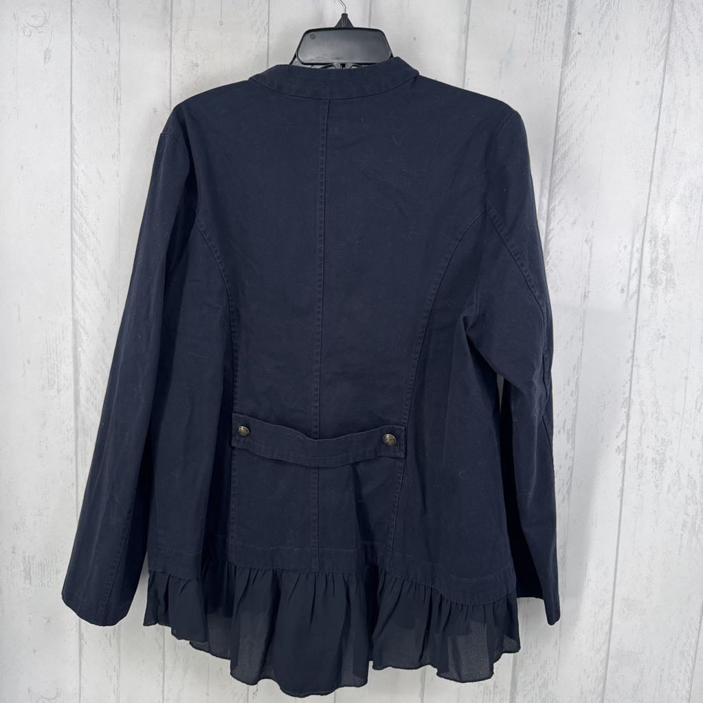 14 ruffled hem hi-lo twill jacket