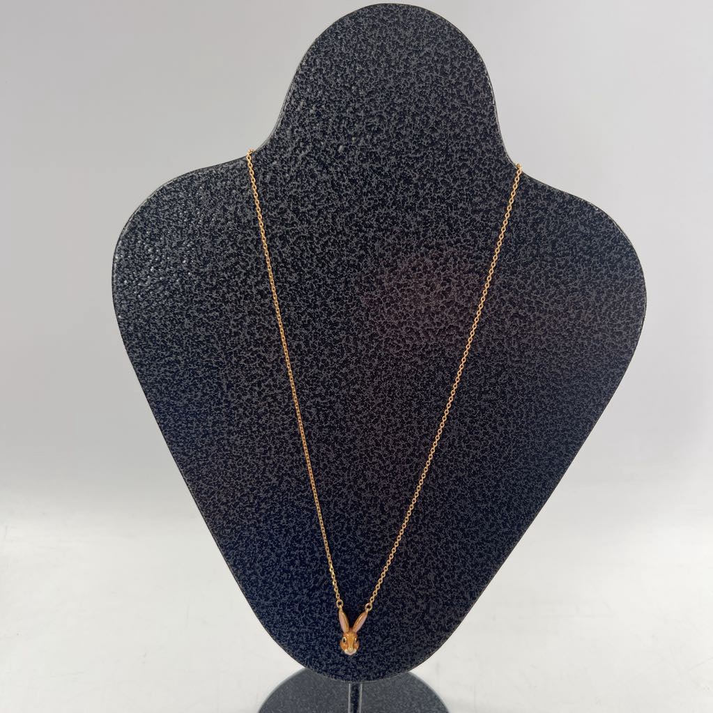 12" gold tone bunny pendant necklace