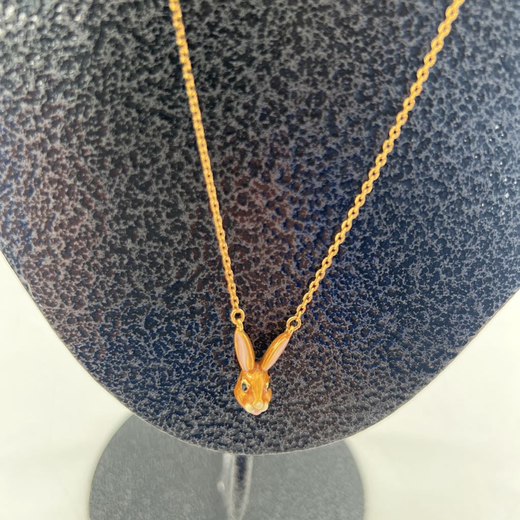 12" gold tone bunny pendant necklace