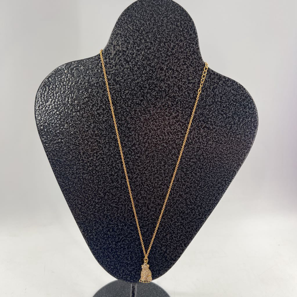 12" gold tone cz polar bear pendant necklace