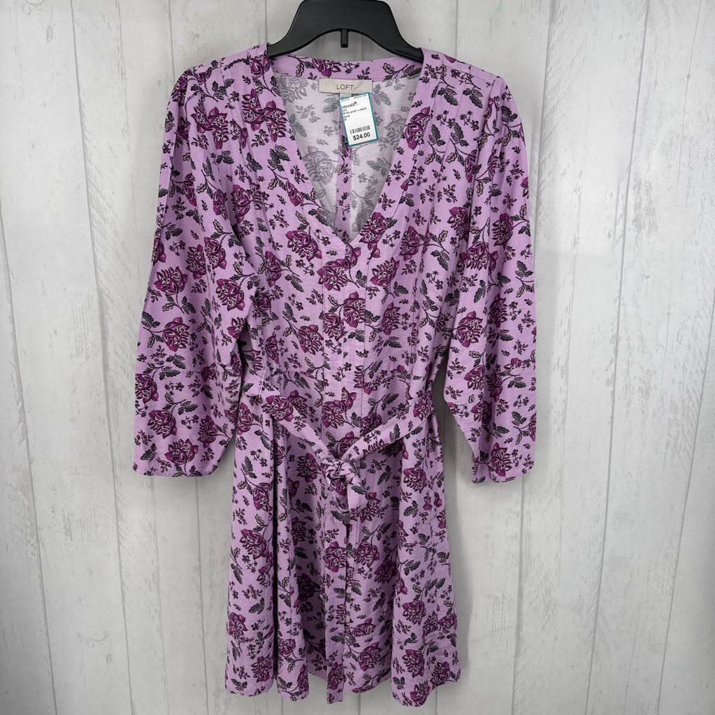 M flo print v-neck belted dress