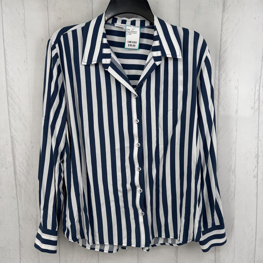 L striped button down l/s top