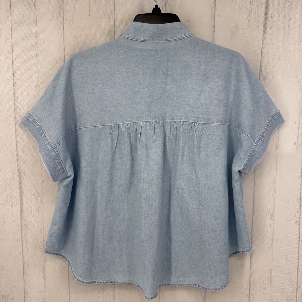 M denim button down s/s top