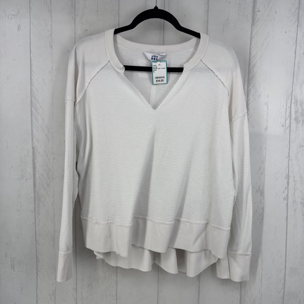 Waffle Knit V-neck l/s