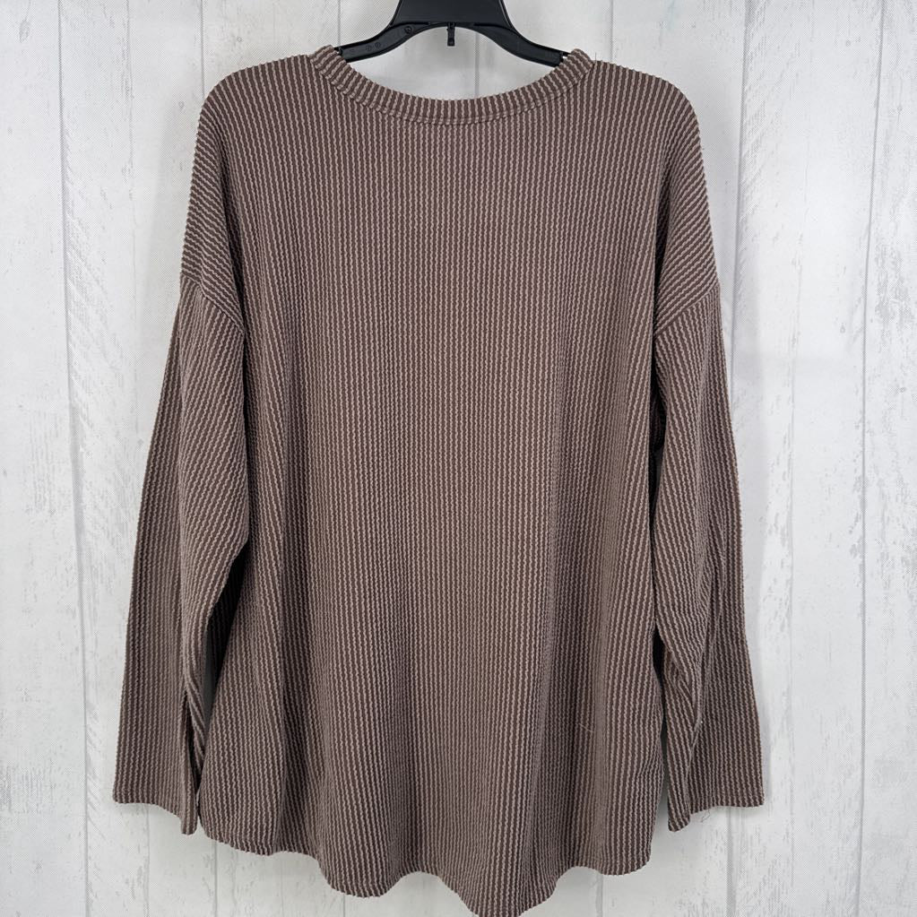 Drop Shoulder Ribbed Knit L/s