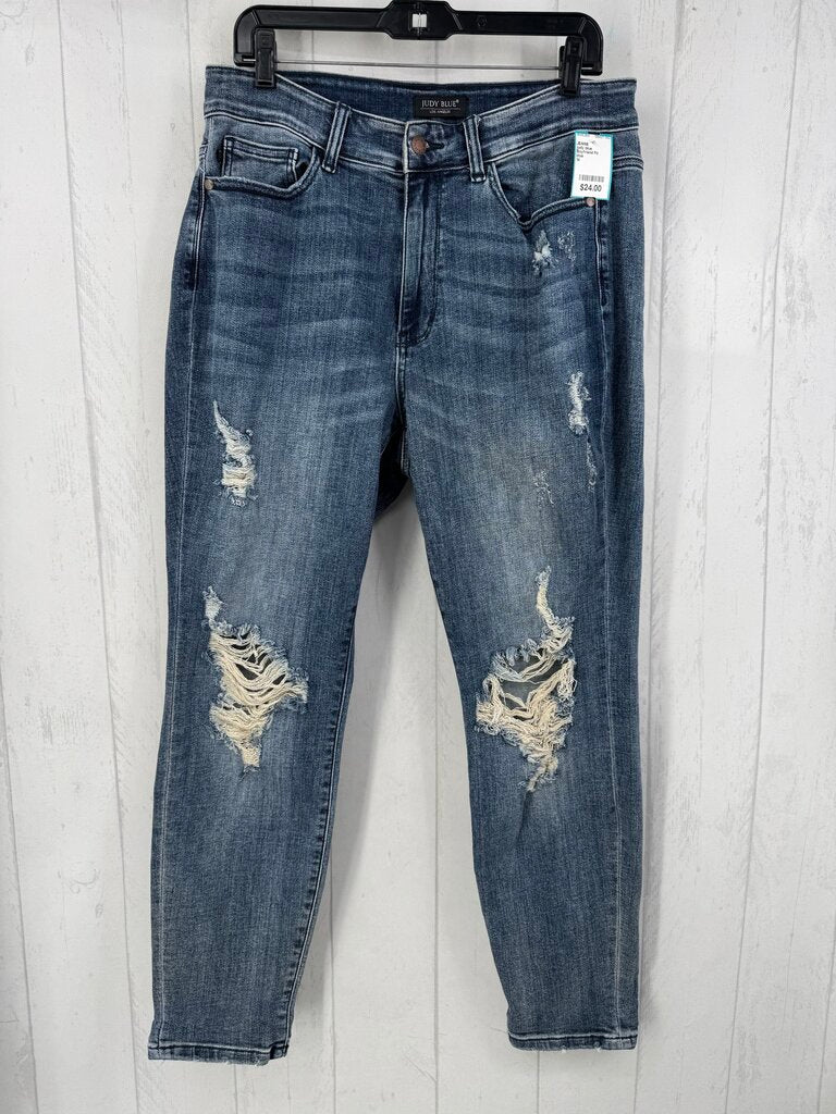 Boyfriend Fit Distressed Cuffed Jeans