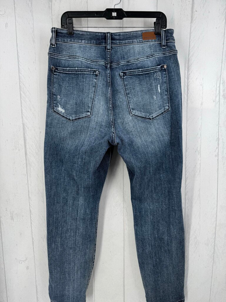 Boyfriend Fit Distressed Cuffed Jeans