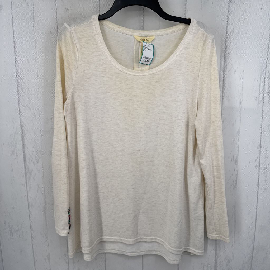 M round neck flo accent l/s top